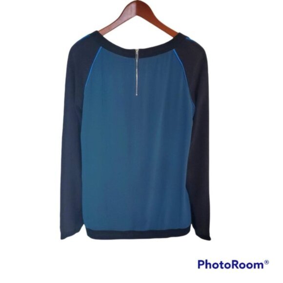 Elizabeth & James Blue/Black Brooklyn Silk Top Size M - Picture 2 of 6